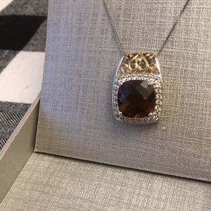 Zales topaz square pendent necklace